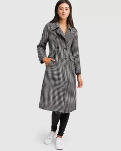 Belle & Bloom Save My Love Wool Coat - Black & White Check Clearance