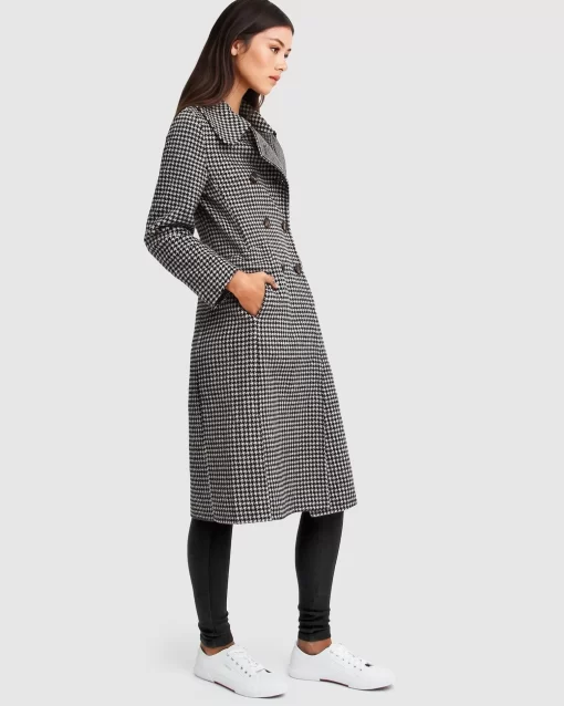 Belle & Bloom Save My Love Wool Coat - Black & White Check Clearance