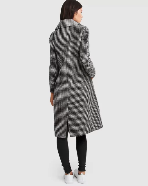 Belle & Bloom Save My Love Wool Coat - Black & White Check Clearance