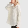 Belle & Bloom Serenade Velvet Plisse Shirt - Off-White Clearance