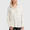 Belle & Bloom Serenade Velvet Plisse Shirt - Off-White Clearance