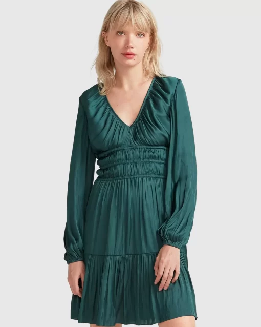 Belle & Bloom Serendipity Long Sleeve Dress - Dark Green Discount