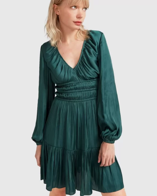 Belle & Bloom Serendipity Long Sleeve Dress - Dark Green Discount