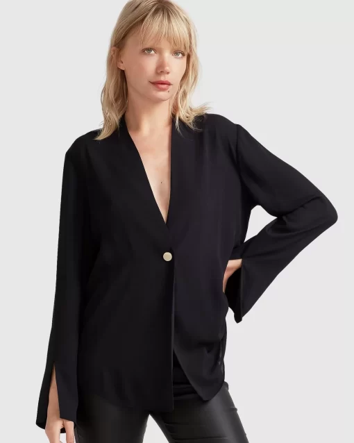 Belle & Bloom Sheer Genius Lightweight Blazer - Black Hot