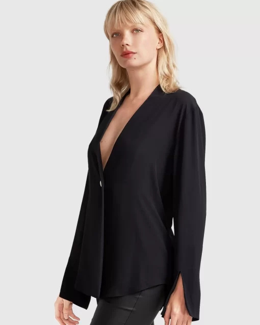 Belle & Bloom Sheer Genius Lightweight Blazer - Black Sale