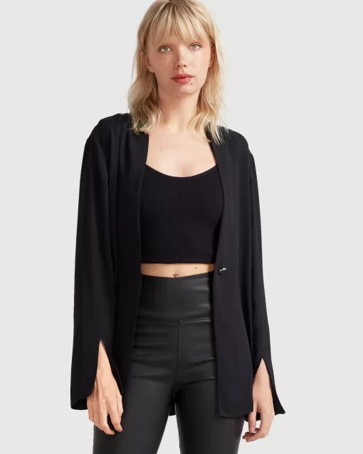 Belle & Bloom Sheer Genius Lightweight Blazer - Black Sale