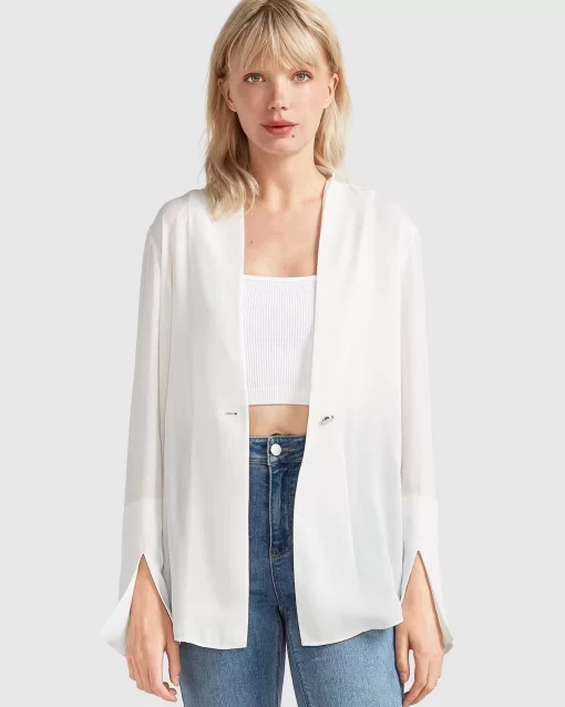 Belle & Bloom Sheer Genius Lightweight Blazer - White Online