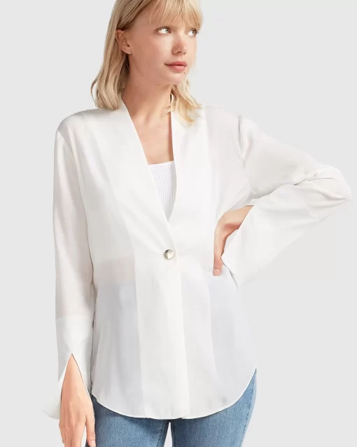 Belle & Bloom Sheer Genius Lightweight Blazer - White Online