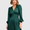 Belle & Bloom Shine Bright Ruched Mini Dress - Dark Green Hot