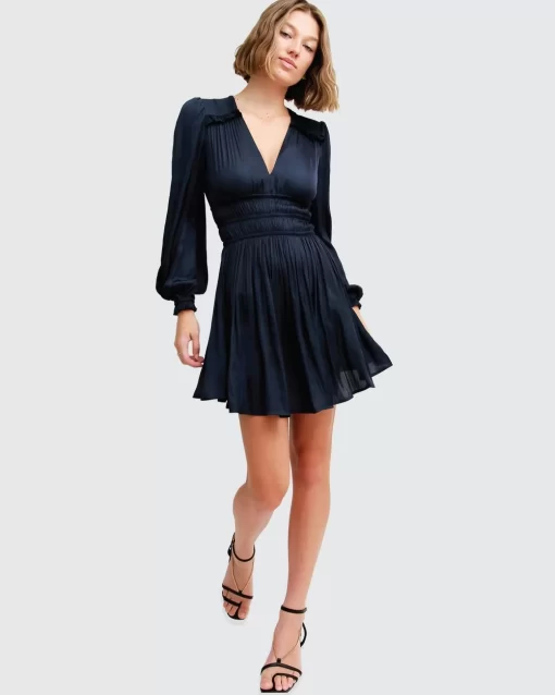 Belle & Bloom Shine Bright Ruched Mini Dress - Navy Hot