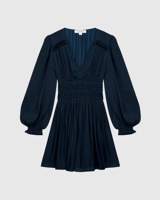 Belle & Bloom Shine Bright Ruched Mini Dress - Navy Online