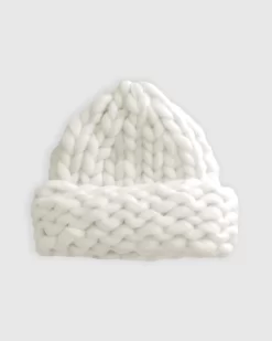 Belle & Bloom Snowflake Hand Knitted Beanie - Off-White Clearance