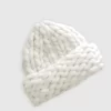 Belle & Bloom Snowflake Hand Knitted Beanie - Off-White Clearance