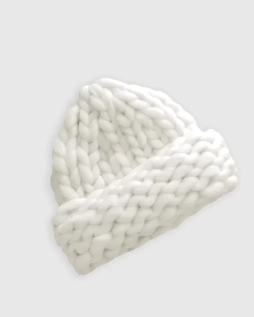 Belle & Bloom Snowflake Hand Knitted Beanie - Off-White Clearance