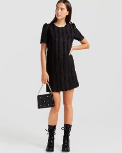 Belle & Bloom Star Child Textured Mini Dress - Black Hot