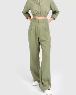 Belle & Bloom State Of Play Wide Leg Pant - Army Green Sale