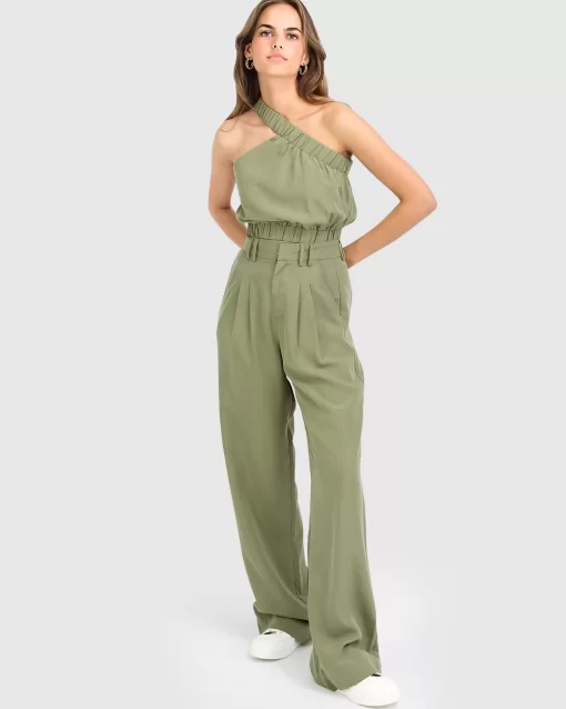 Belle & Bloom State Of Play Wide Leg Pant - Army Green Sale