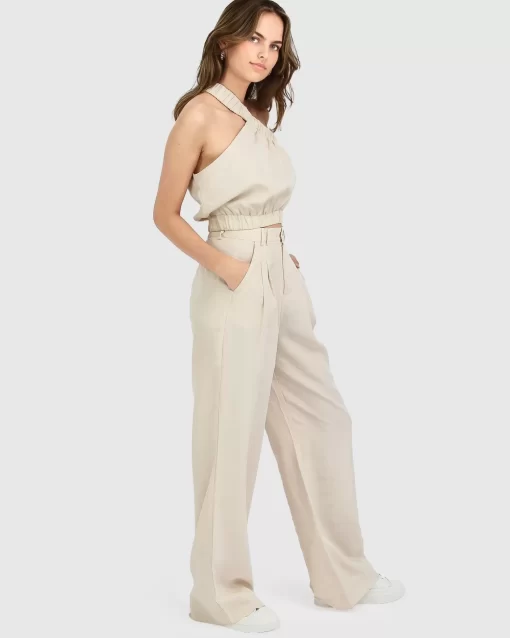 Belle & Bloom State Of Play Wide Leg Pant - Sand Online