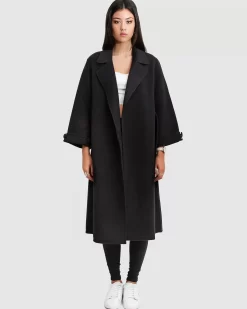 Belle & Bloom Stay Wild Oversized Wool Coat - Black Fashion