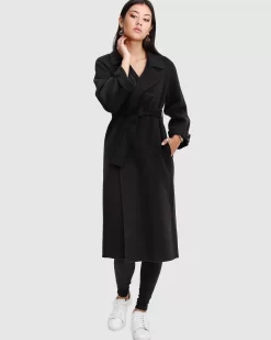 Belle & Bloom Stay Wild Oversized Wool Coat - Black Cheap