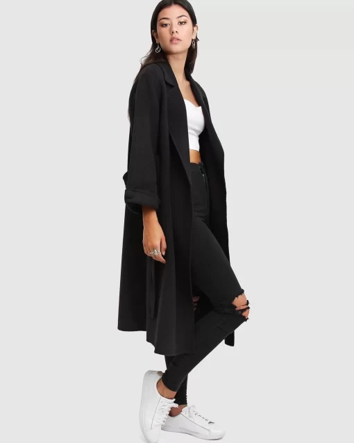 Belle & Bloom Stay Wild Oversized Wool Coat - Black Cheap