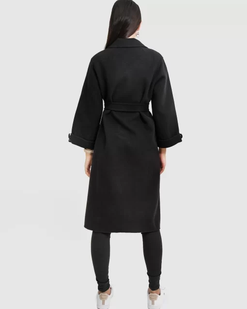 Belle & Bloom Stay Wild Oversized Wool Coat - Black Fashion