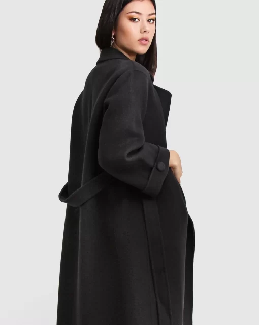 Belle & Bloom Stay Wild Oversized Wool Coat - Black Cheap