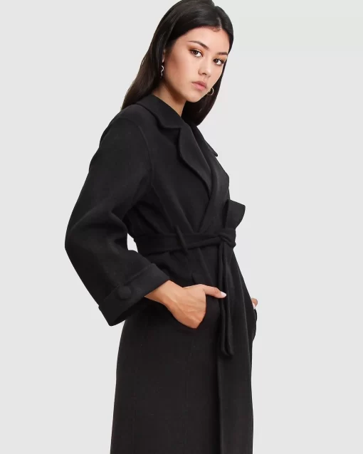 Belle & Bloom Stay Wild Oversized Wool Coat - Black Cheap