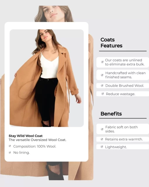 Belle & Bloom Stay Wild Oversized Wool Coat - Camel Sale