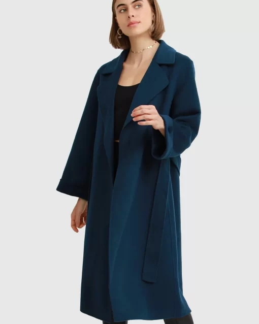 Belle & Bloom Stay Wild Oversized Wool Coat - Dark Teal Fashion