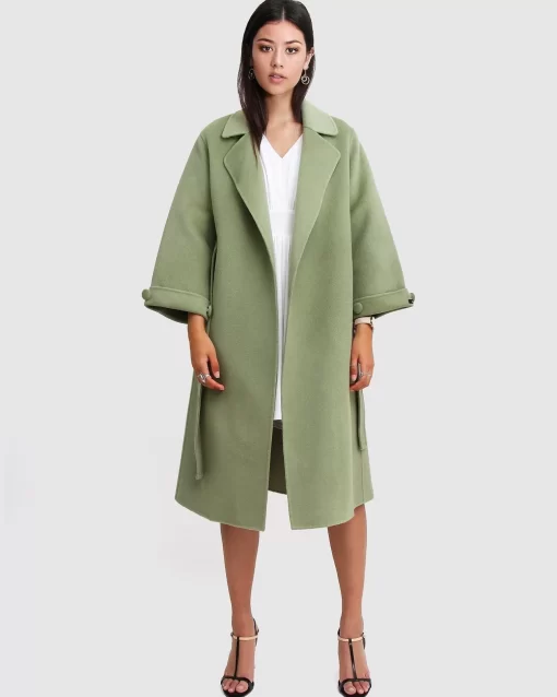 Belle & Bloom Stay Wild Oversized Wool Coat - Grass Discount