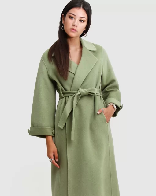 Belle & Bloom Stay Wild Oversized Wool Coat - Grass Discount