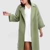 Belle & Bloom Stay Wild Oversized Wool Coat - Grass Discount