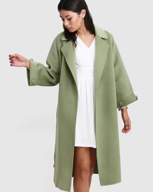 Belle & Bloom Stay Wild Oversized Wool Coat - Grass Discount