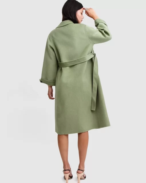 Belle & Bloom Stay Wild Oversized Wool Coat - Grass Discount