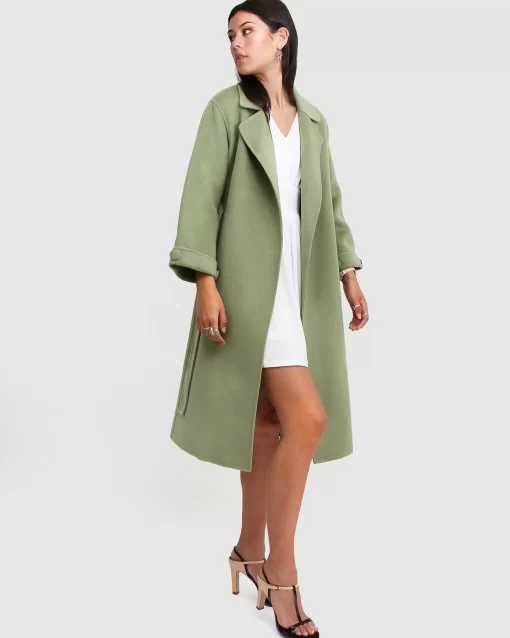 Belle & Bloom Stay Wild Oversized Wool Coat - Grass Discount