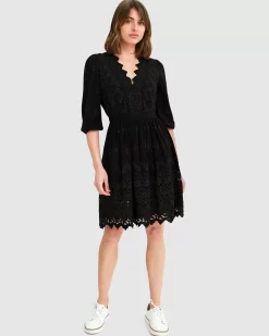 Belle & Bloom Sweet Talk Eyelet Mini Dress - Black Online