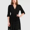 Belle & Bloom Sweet Talk Eyelet Mini Dress - Black Online