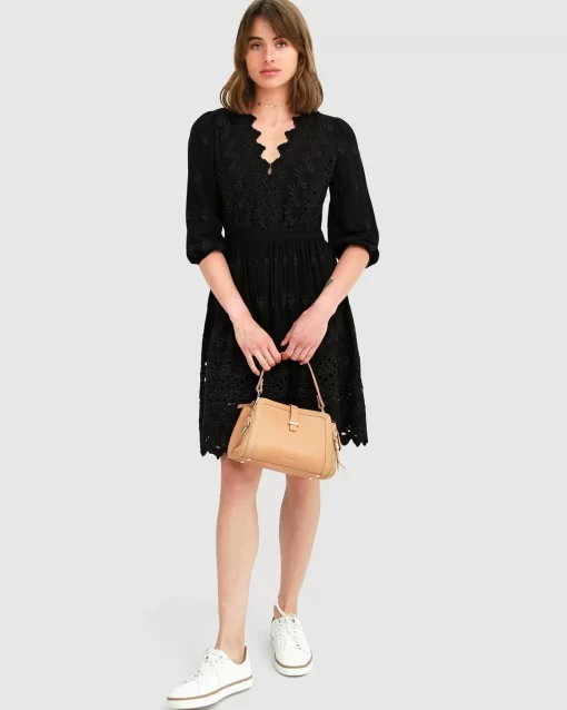 Belle & Bloom Sweet Talk Eyelet Mini Dress - Black Online