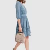 Belle & Bloom Sweet Talk Eyelet Mini Dress - Dusty Blue Outlet