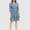 Belle & Bloom Sweet Talk Eyelet Mini Dress - Dusty Blue Outlet