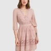 Belle & Bloom Sweet Talk Eyelet Mini Dress - Dusty Rose Best