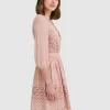 Belle & Bloom Sweet Talk Eyelet Mini Dress - Dusty Rose Best