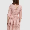 Belle & Bloom Sweet Talk Eyelet Mini Dress - Dusty Rose Best