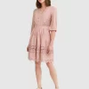 Belle & Bloom Sweet Talk Eyelet Mini Dress - Dusty Rose Best