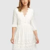 Belle & Bloom Sweet Talk Eyelet Mini Dress - White Outlet