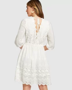 Belle & Bloom Sweet Talk Eyelet Mini Dress - White Outlet