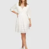 Belle & Bloom Sweet Talk Eyelet Mini Dress - White Outlet