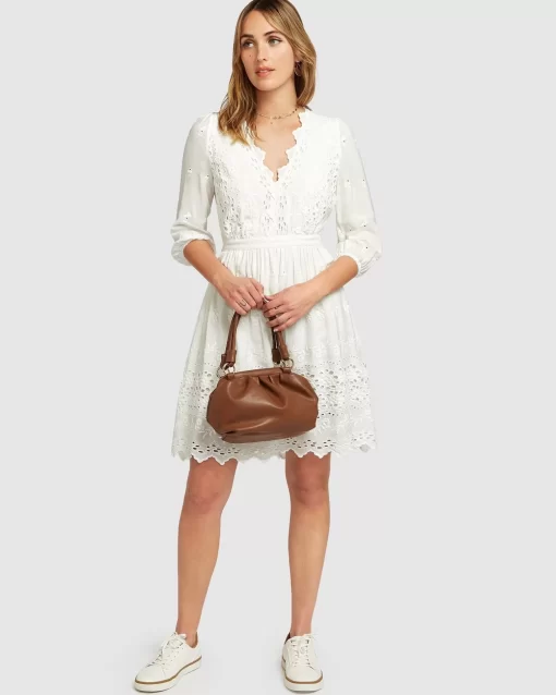 Belle & Bloom Sweet Talk Eyelet Mini Dress - White Outlet