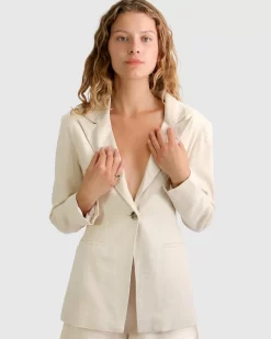 Belle & Bloom Synergy Wrap Blazer - Natural Clearance